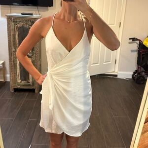 XS Hello Molly White Mini Wrap Dress